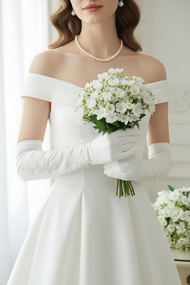 Custom Crafted Handmade Bespoke Embroidery Lace Bridal Gloves - Style #WG-002