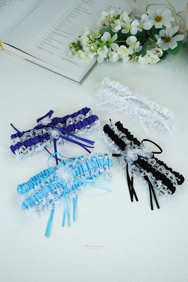 Gorgeous White Lace Wedding Garter Set - Style #WG-003
