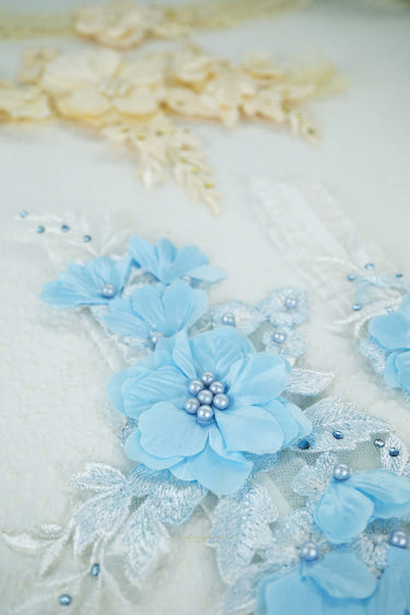 Silk Floral Lace Applique Brides Garter Set - Style #WG-004