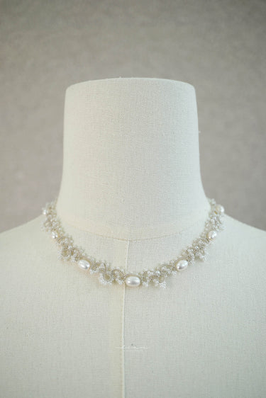 Glittering Pearl Bridal Choker Braided Necklace - Style #NL-002