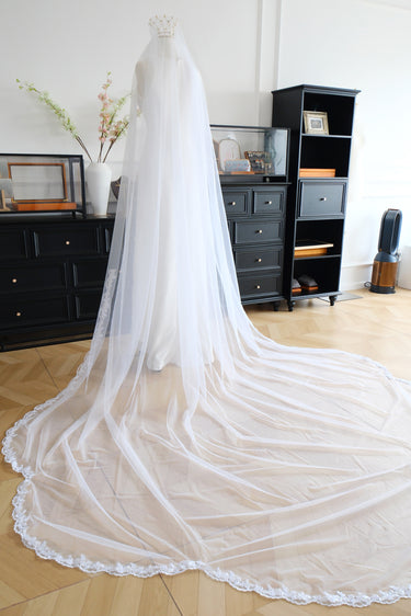 Lightweight Soft Tulle Handmade Lace Embroidery Veils - Style #HV-014