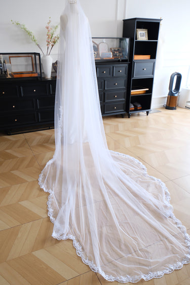 Lightweight Soft Tulle Handmade Lace Embroidery Veils - Style #HV-014