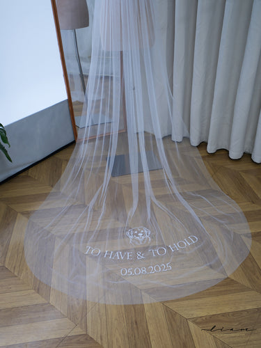 Custom Embroidered Wedding Veil with Pet Portrait, Personalized Bridal Veil, Monogram & Initial Wedding Veil, Unique Cathedral Veil, Bridal Gift