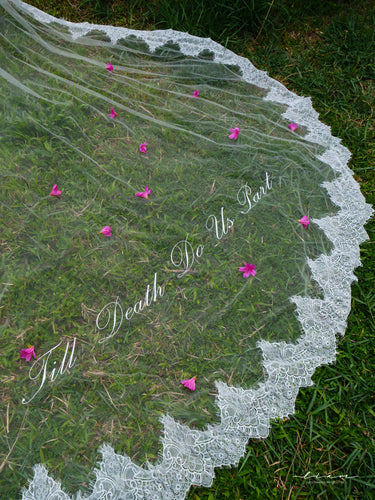 Vintage Romance: Mantilla Vow Veil with Scalloped Eyelash Lace, Exquisite Cathedral Length, Hand-Finished for Sacred Church Weddings - #Veil-003 veil