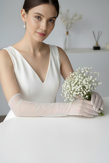 Embroidered Names Bridal Gloves - Style #WG-001