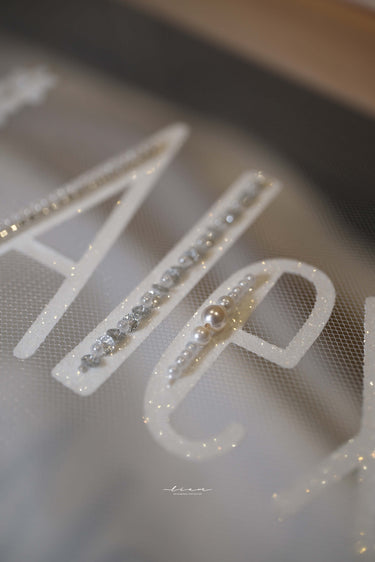 Personalised  With Meaningful Phrases Wedding Embroidered Script Veil - Style #HV-011