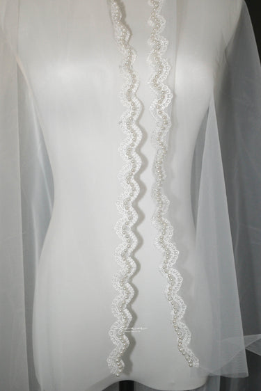 Gorgeous French Embroidered Pearl Spangle Veil - Style #HV-012