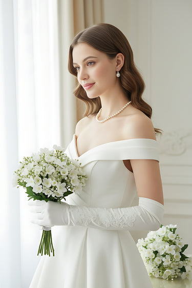 Custom Crafted Handmade Bespoke Embroidery Lace Bridal Gloves - Style #WG-002