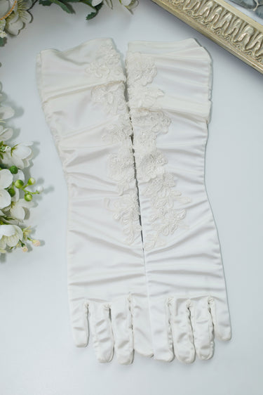 Custom Crafted Handmade Bespoke Embroidery Lace Bridal Gloves - Style #WG-002