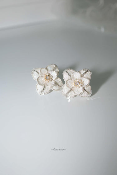 Little Beaded Flowers Bridal Earrings - Style #ER-007
