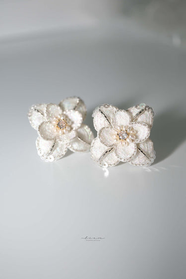 Little Beaded Flowers Bridal Earrings - Style #ER-007