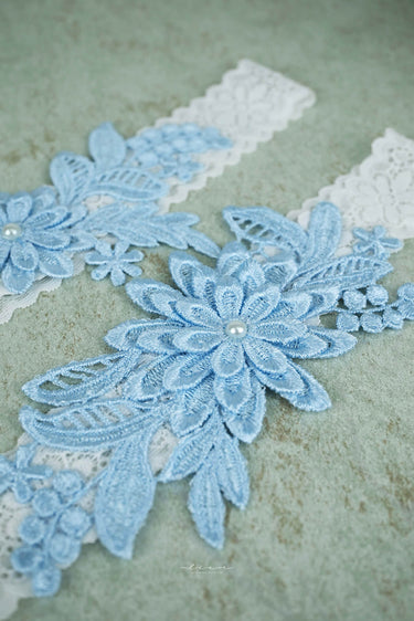 Romantic Floral Lace Applique Wedding Garter - Style #WG-002
