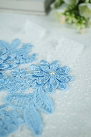 Romantic Floral Lace Applique Wedding Garter - Style #WG-002