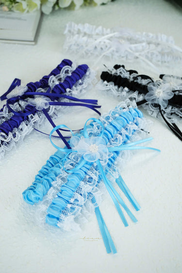 Gorgeous White Lace Wedding Garter Set - Style #WG-003