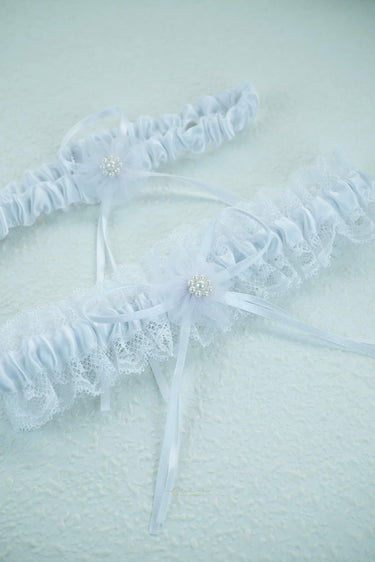 Gorgeous White Lace Wedding Garter Set - Style #WG-003