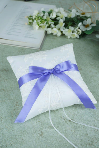 Purple Bowknot & White lace Ring Pillow - Style #RP-004