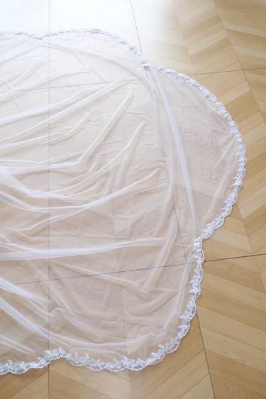 Lightweight Soft Tulle Handmade Lace Embroidery Veils - Style #HV-014