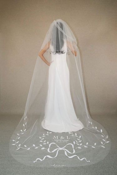 Personalized Chapel Length Drop Veil - Style #HV-009