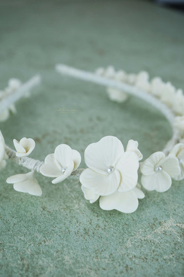 Hand Sculpted Clay Cosmos Flowers Tiara - Style #HC-002